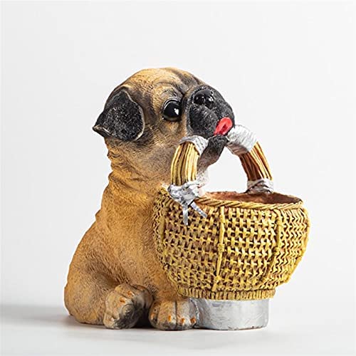 WD Nordic Resin Dog Figurines Storage Basket Modern Cute Pet Toy Basket Container Home Decoration TV Wine Cabinet Kit Storage Box (Color : A)