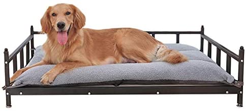 LXLA Oversized Elevated Dog Bed, Metal Pet Bed/Lounge Sofa, Adjustable Feet & Easy Install Frame, Perfect for Indoor and Outdoor (Color : with mat, Size : XL 121ร72ร30cm)