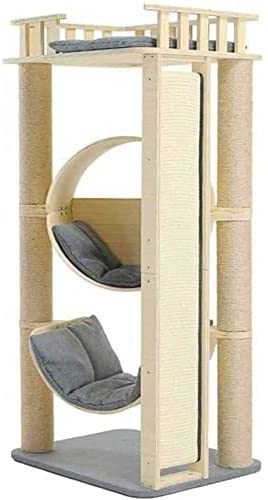 MRGMSLYHA Cat Climbing Frame Large Solid Wood Cat Tree Scratcher Activity Centre, Multi-Storey Cat Tree Frame Housing Furniture Cat Activity Tower 62x47x127cm