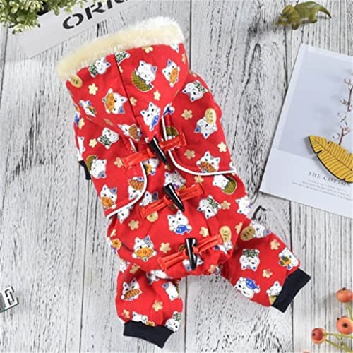 HNTHY Winter Dog Clothes Jumpsuit New Year Dog Coat Outfit Warm Puppy Apparel Yorkshire Terrier Pomeranian Poodle Schnauzer Clothing (Color : A, Size : XXL Code)