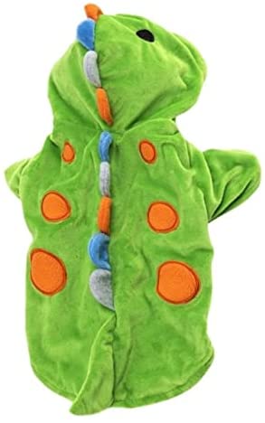 Oyalma Pet Cat Clothes Puppy Dog Cat Funny Dinosaur Costume Winter Warm Cat Coat Hoodies Sweater Small Dog Kitten Clothing – Light Green – L