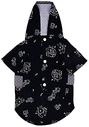 Emily Pets Cool Hoodie Dog Summer Dress Animal Printed | T-Shirt Tees | Extra Large-Extra Small Dogs – Puppy and Cat | Comfortable Pet Clothes(Black,XL)